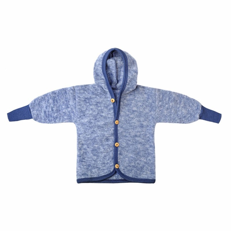 Куртка с капюшоном, флис шерстяной 100%, р.98/104, голубой меланж  _ 46930.108.098