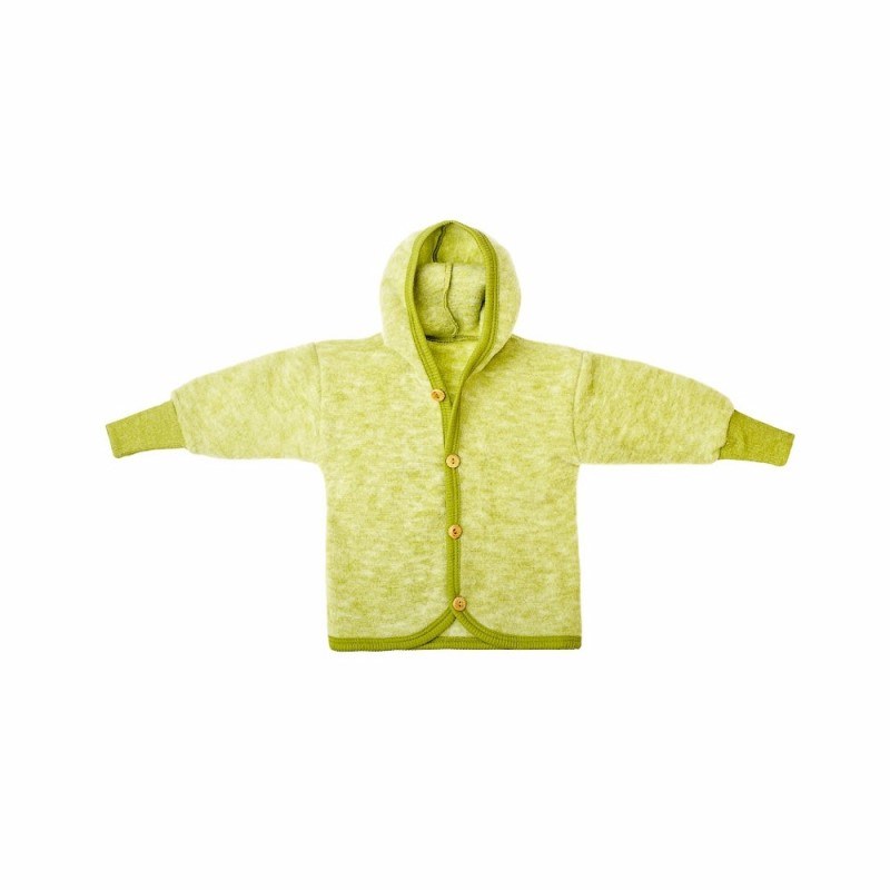 Куртка с капюшоном, флис шерстяной 100%, р.74/80, зелёный меланж  _ 46930.111.074