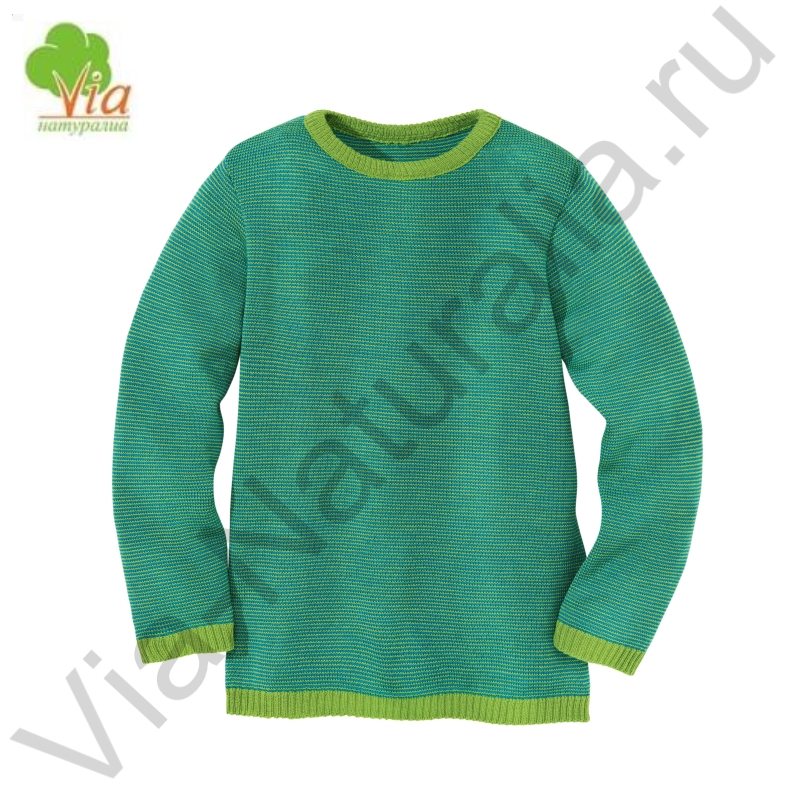 Пуловер, 100% шерсть, р.134/140,  зелено-синий меланж _ 312.92.134